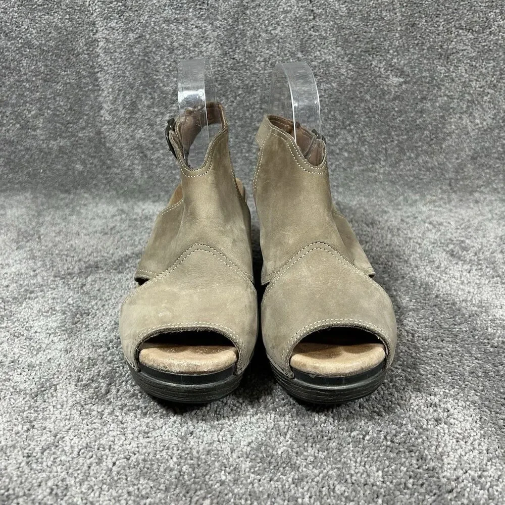 Dansko Vanda Wedge Women’s Sz EU 40 US 10 Taupe Nubuck Slingback Heeled Sandals